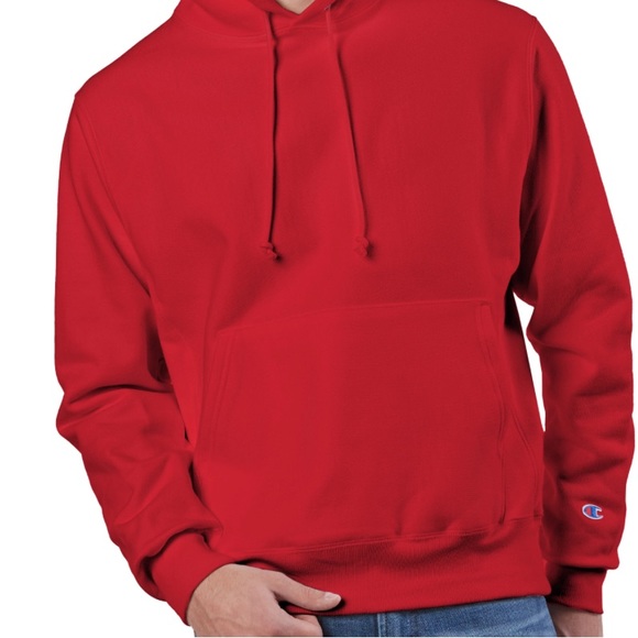 Unisex Authentic Champion Hoodie. Red comfortable hoodie. - Picture 2 of 2